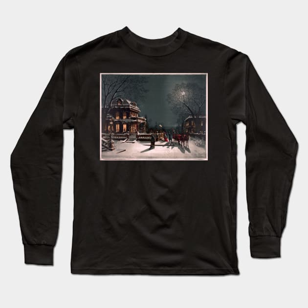 Victorian Christmas Eve Gathering Long Sleeve T-Shirt by RetroSalt